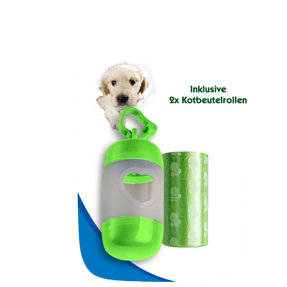 Kotbeutelspender inklusive 2 x 20 Kotbeutel grün