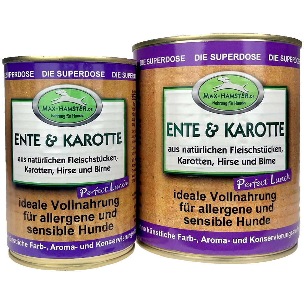 Ente und Karotte mit Hirse - Premium Dosenmenü Ente und Karotte mit Hirse - Premium Dosenmenü