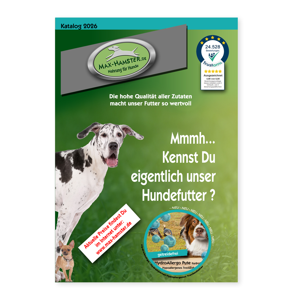 Produktkatalog Max-Hamster Hundenahrung 2026 –  Cover
