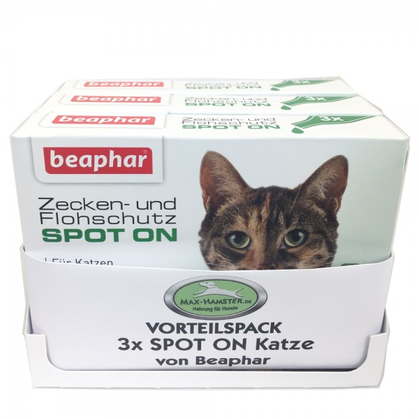 Vorteilspack: 3X Spot on Zeckenschutz f. Katzen von Beaphar u. Flohschutz = 9 Pipetten á 0,8ml